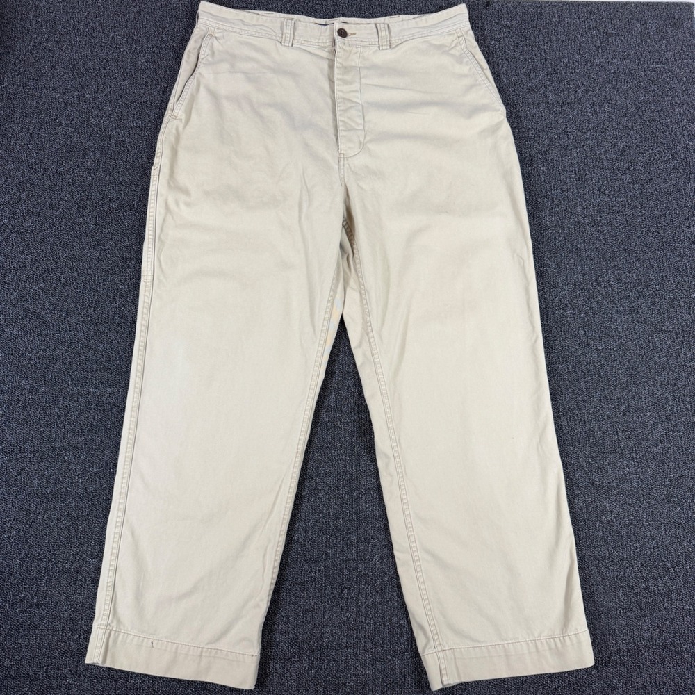 Vintage Polo Ralph Lauren  Button Fly Chino Pants Men's 36x30 Khaki Cotton Twill